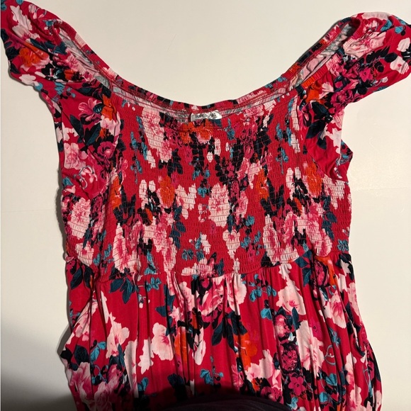 Torrid Floral Smocked Babydoll Dress in Red & Pink – Size 28 - Picture 5 of 9